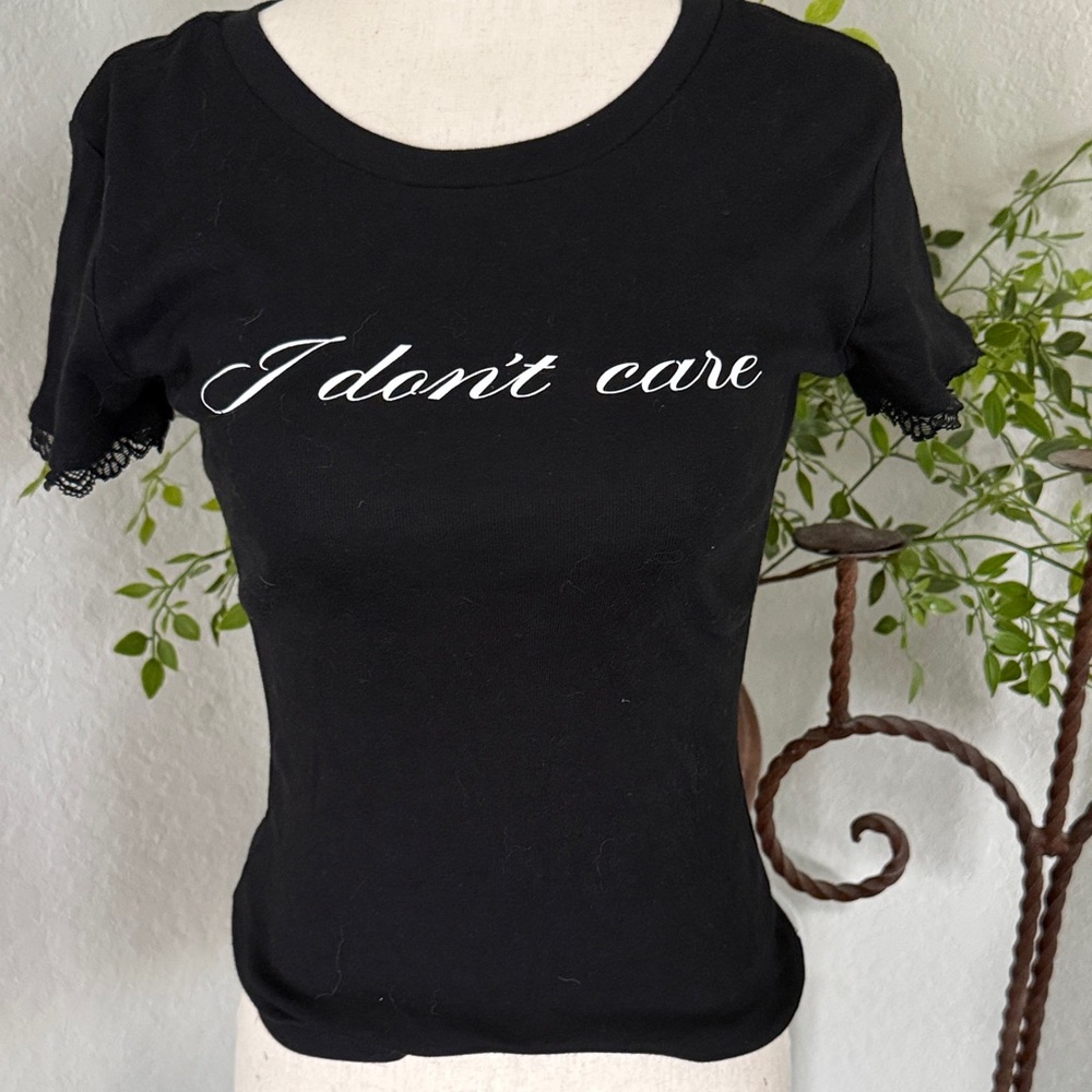 Black Women's Top with Lace Trim